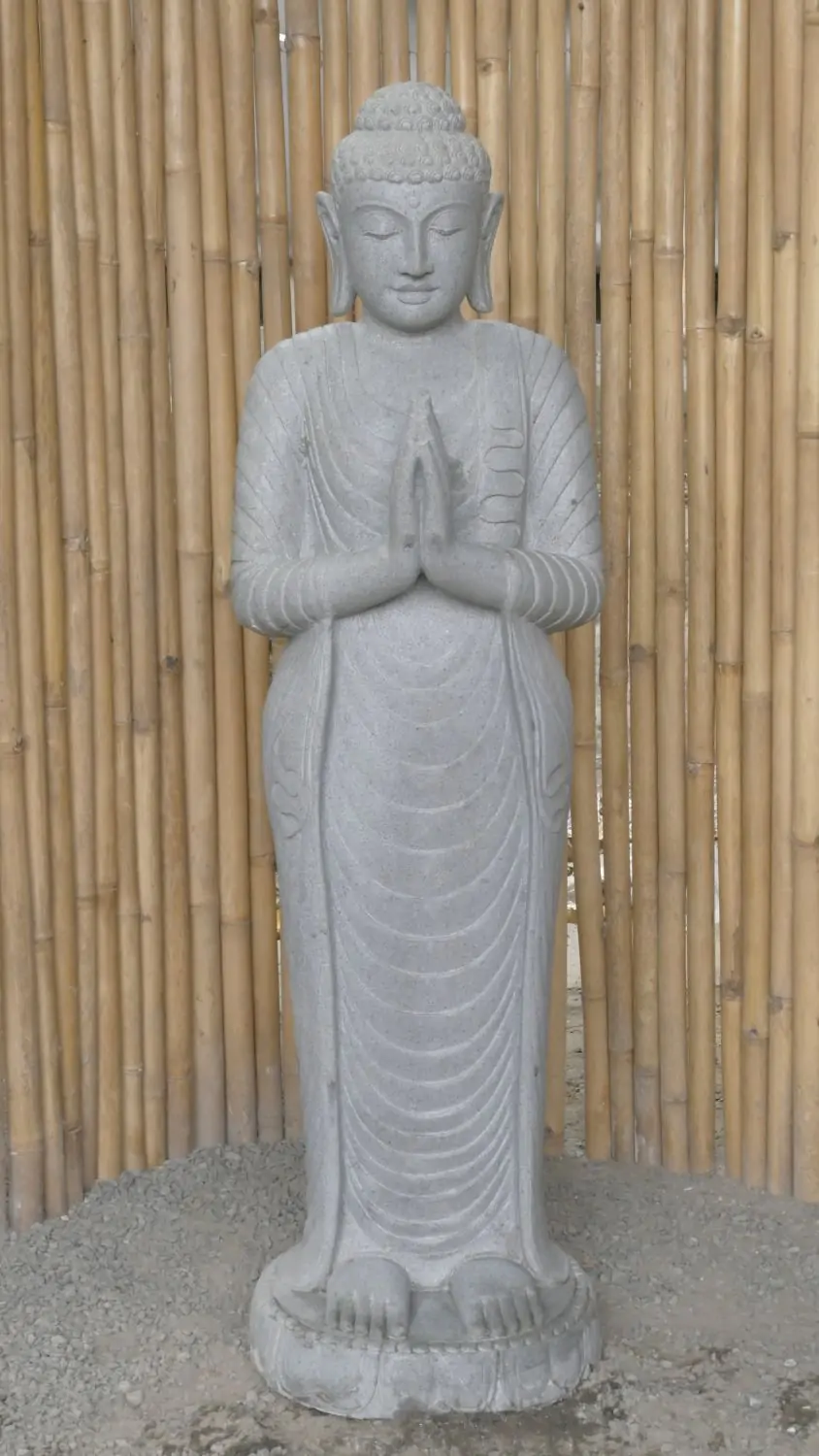  Product image 1 of the product “Standing Buddha made of Riverstone, position Namaskara , H. 150cm. ”